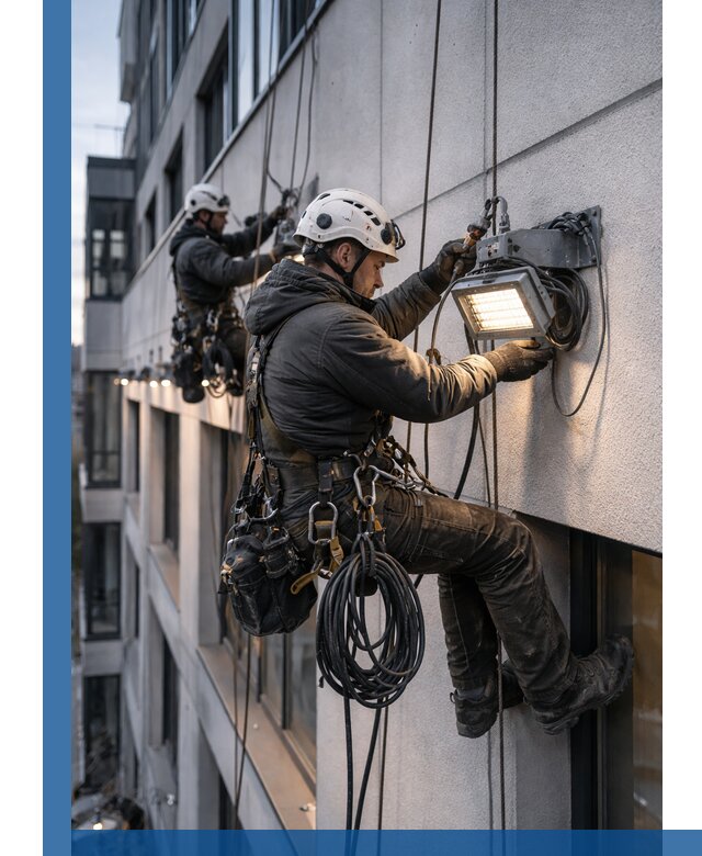 Монтаж фасадного освещения в Кушве установка и подключение