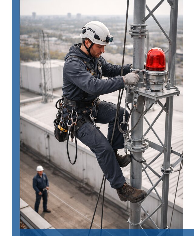 Монтаж заградительных огней и обслуживание объектов в Кушве