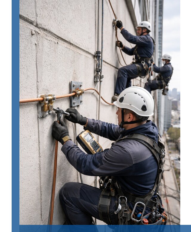 Монтаж системы заземления здания и молниезащиты в Кушве