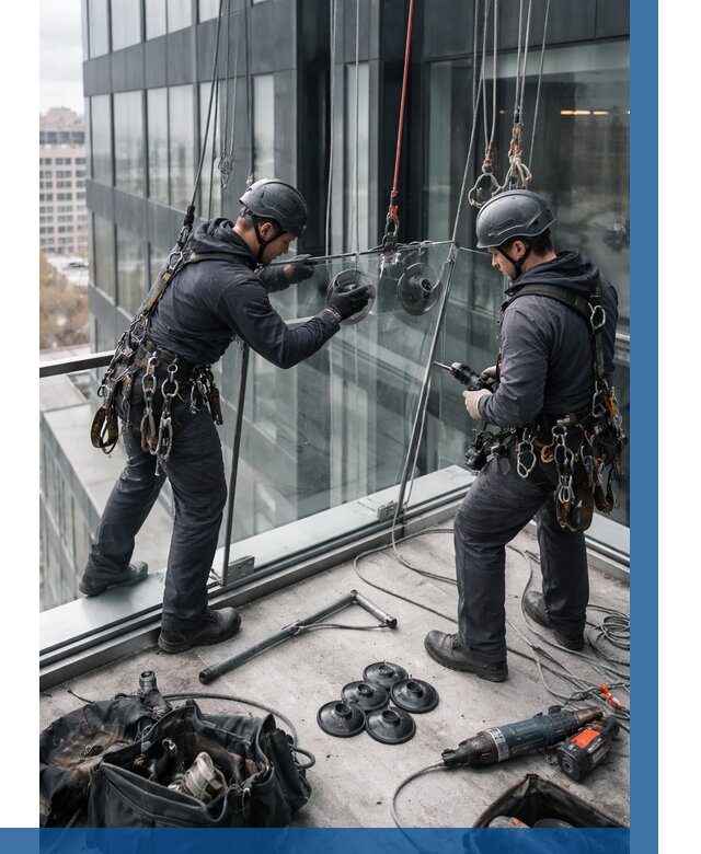 Монтаж стеклянных ограждений в Кушве от 2566 р. | ВЫСОТНИК-Кшв