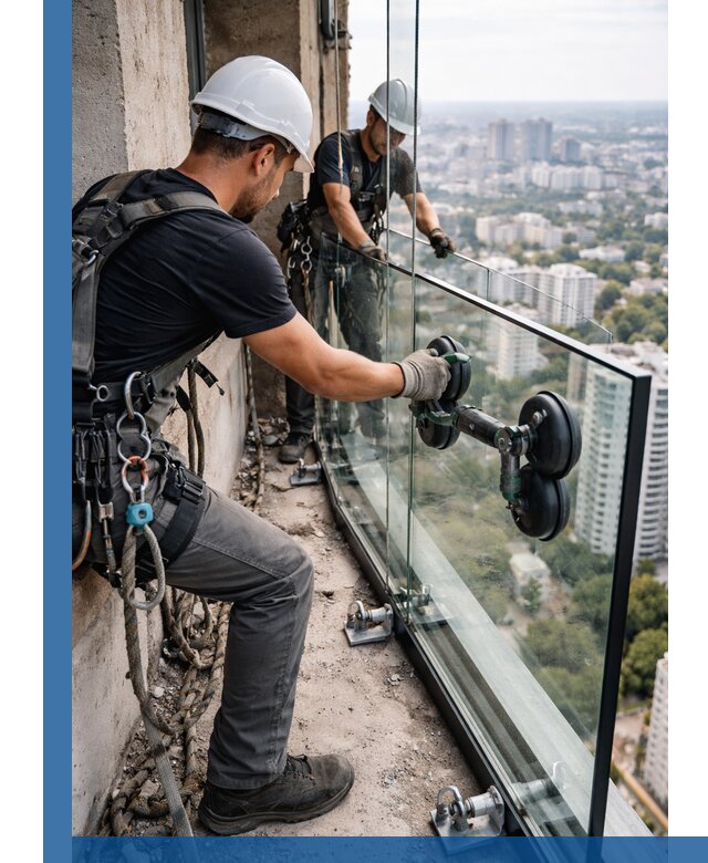 Монтаж стеклянных ограждений под ключ с гарантией в Кушве