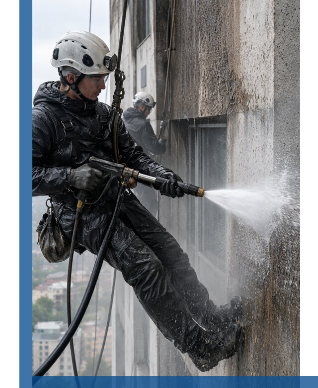 Гидроструйная очистка фасадов и конструкций в Кушве