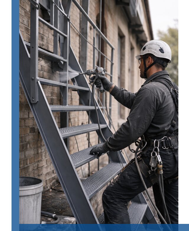 Покраска и антикоррозионная защита пожарных лестниц в Кушве