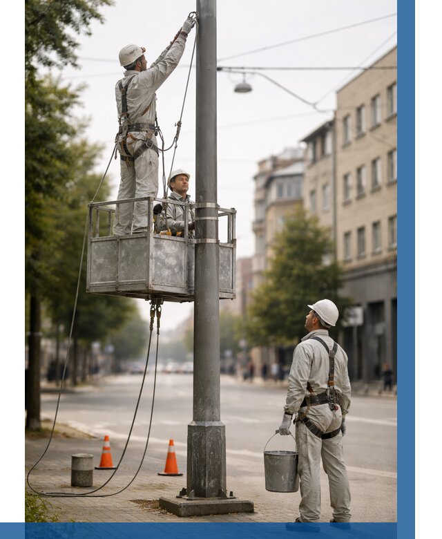 Покраска опор освещения в Кушве от 5133 р. | ВЫСОТНИК-Кшв