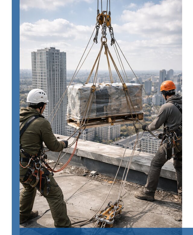 Подъем и монтаж крупногабаритных грузов на крышу в Кушве