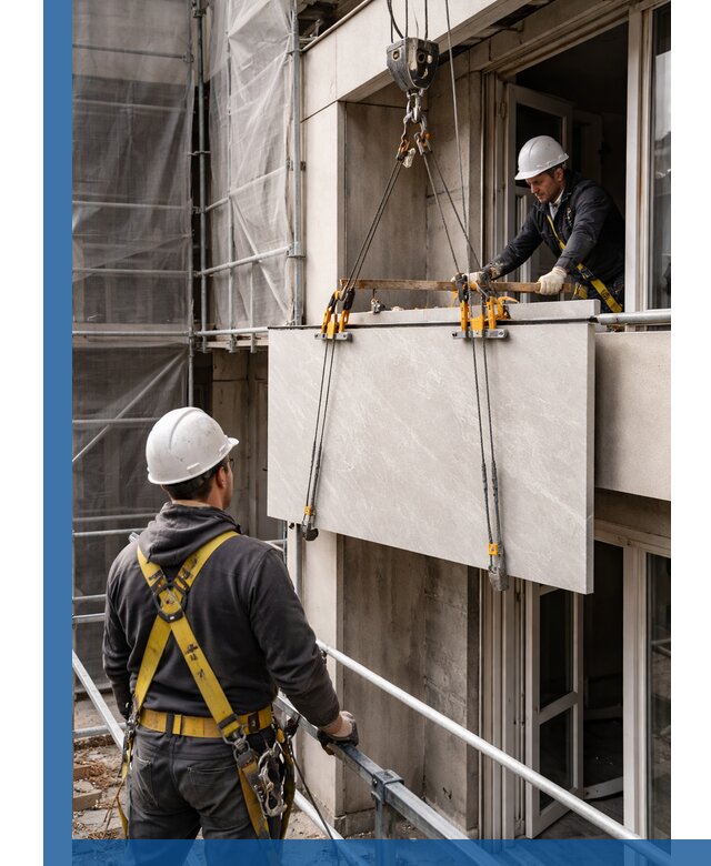 Подъем керамогранита на этаж в Кушве грузчиками и техникой