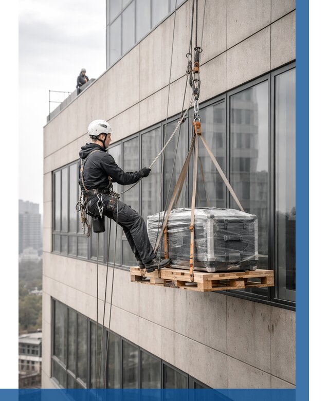 Спуск груза по фасаду в Кушве от 3593 р. | ВЫСОТНИК-Кшв