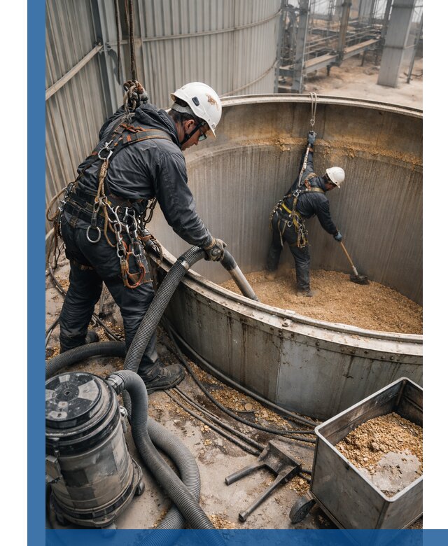 Профессиональная чистка зерновых бункеров в Кушве с выездом