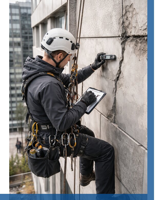 Обследование фасада альпинистами в Кушве от 123 р. | ВЫСОТНИК-Кшв