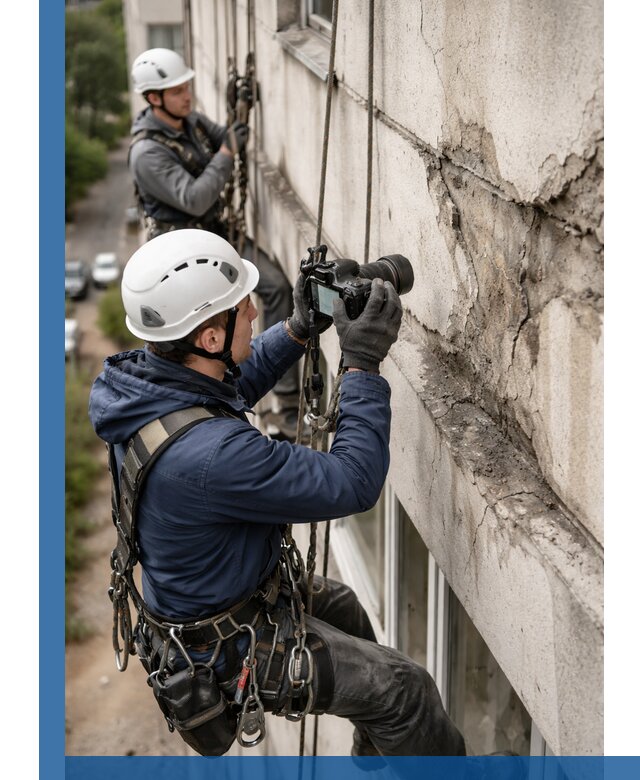 Фотофиксация дефектов фасада с высотной съемкой в Кушве