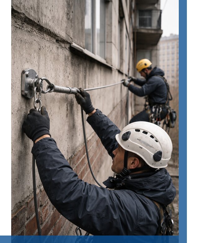Монтаж анкерных линий в Кушве от 3080 р. | ВЫСОТНИК-Кшв