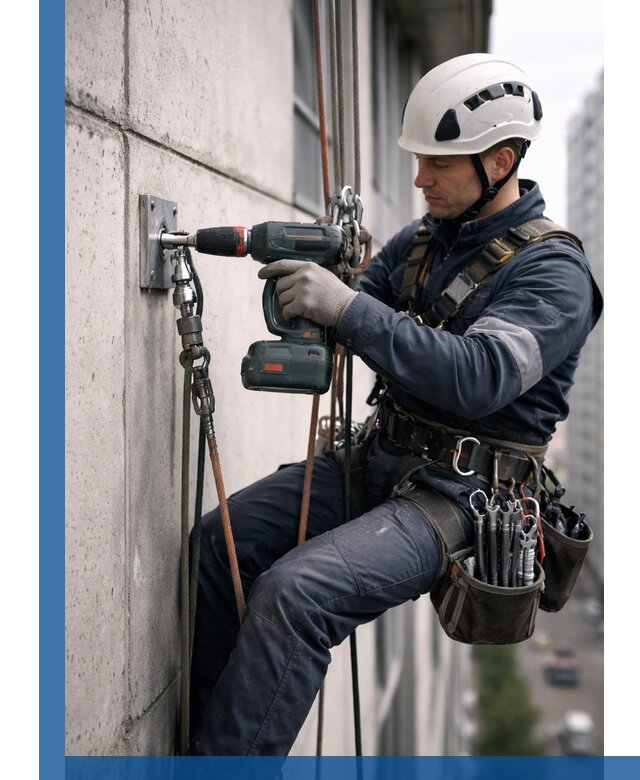 Установка анкерных точек для высотных работ в Кушве